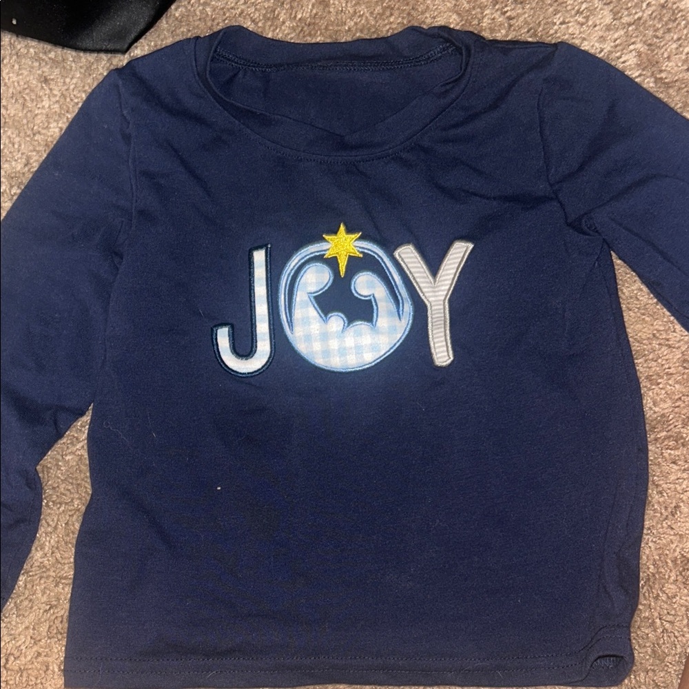 Offers open! Kids 3t Christmas navy Long Sleeve Shirt “Joy” unisex 3t holiday